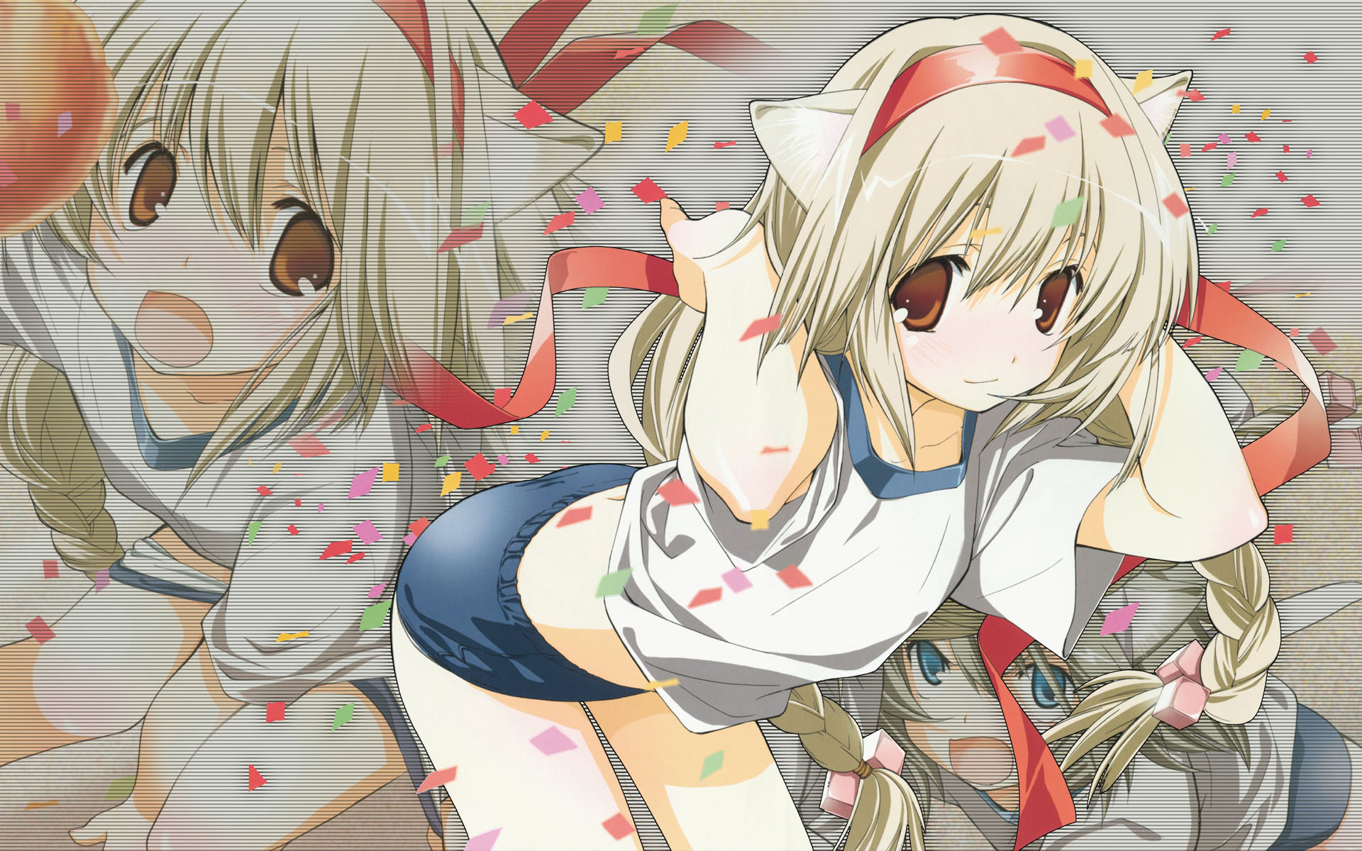 animal_ears, bloomers, gym_uniform, miyashita_miki, ribbons
