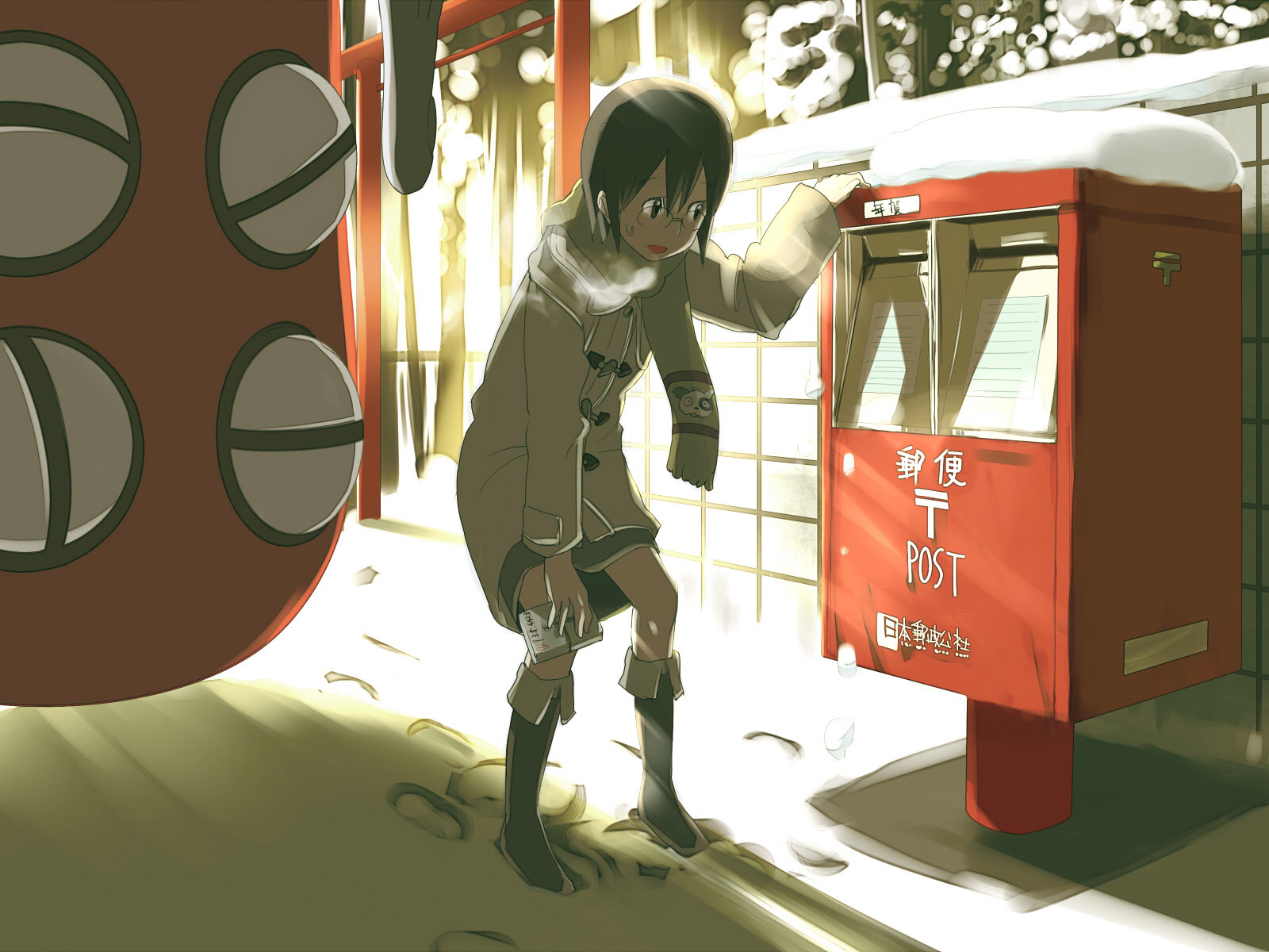 dennou_coil, glasses, okonogi_yuko, snow