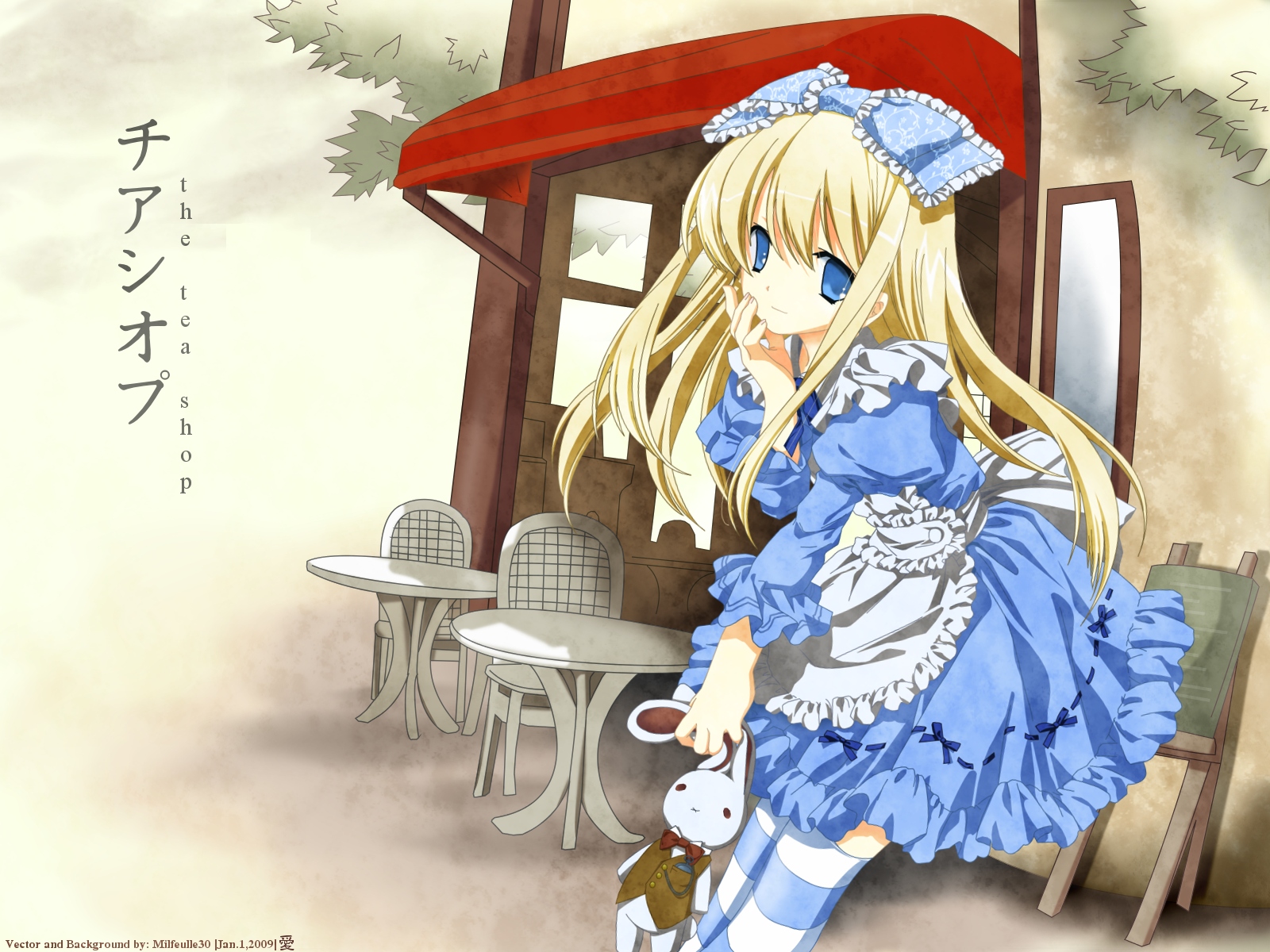 alice_(wonderland), alice_in_wonderland, blonde_hair, blue_eyes, dress, lolita_fashion, miyashita_miki, signed
