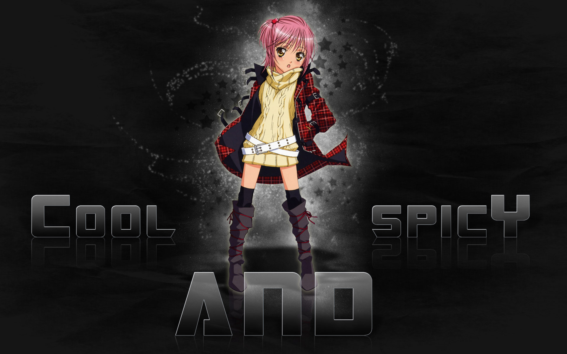 black, dark, hinamori_amu, peach-pit, pink_hair, shugo_chara, yellow_eyes