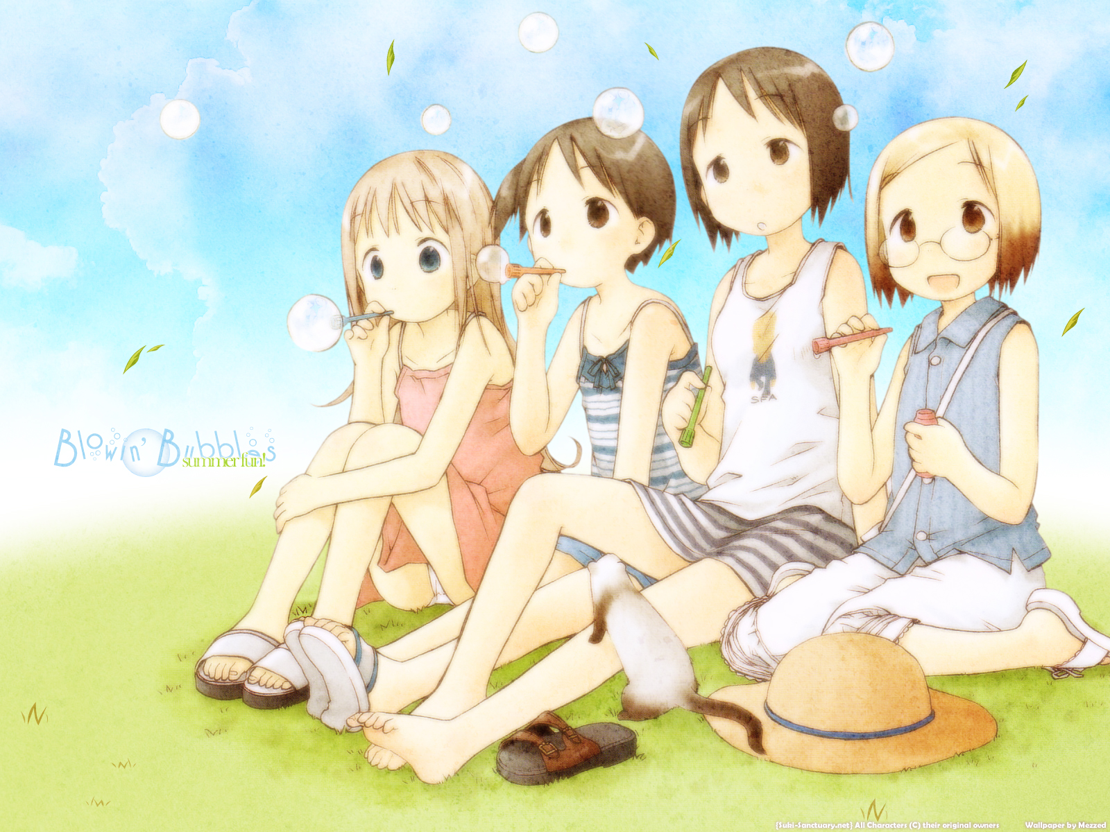 ana_coppola, animal, barasui, bubbles, ferret, group, hat, ichigo_mashimaro