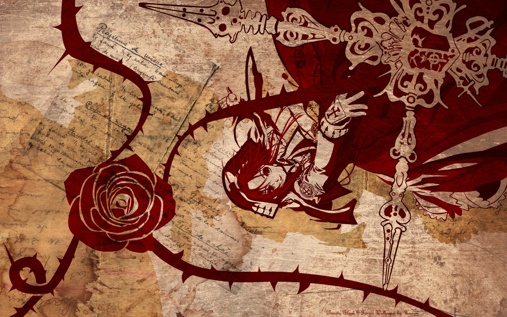 esther_blanchett, flowers, nun, rose, trinity_blood