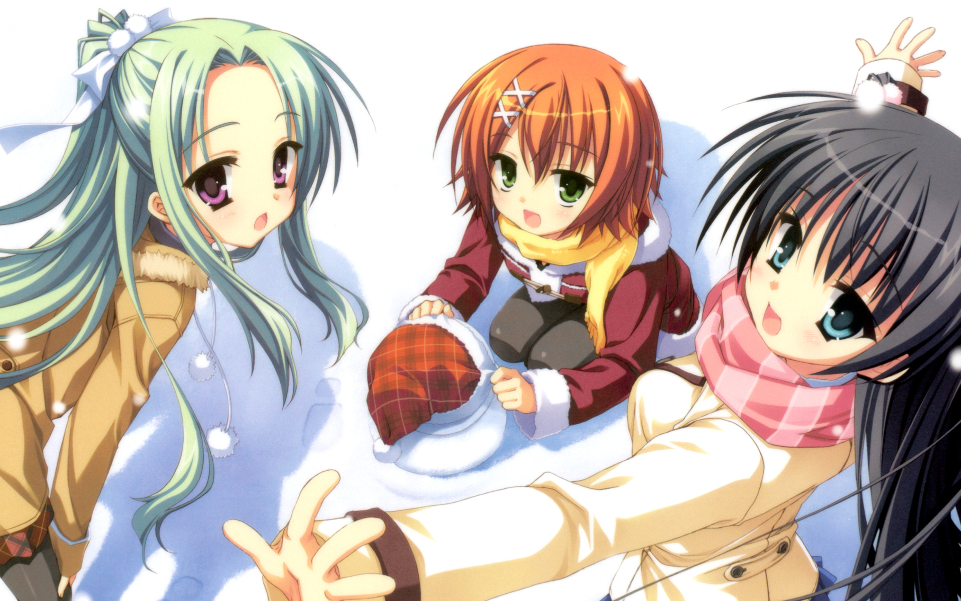 hat, kobuichi, kousaka_chihaya, miyoshi_yuiko, muririn, natsuzora_kanata, scarf, shichijou_sasara