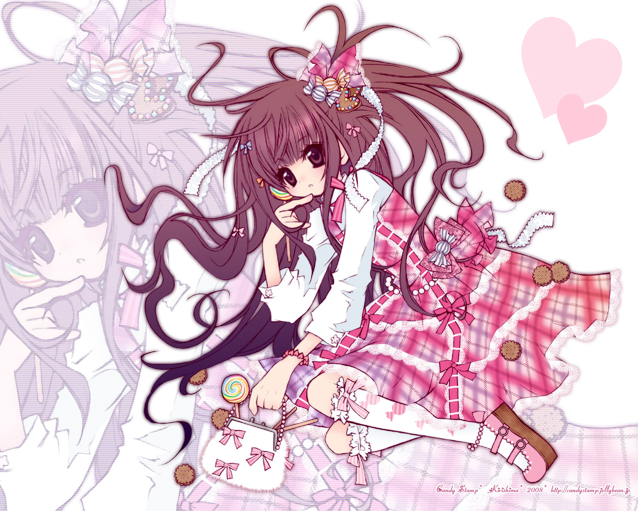 brown_eyes, brown_hair, candy, food, kirishima_yuuki, lollipop, long_hair, original, watermark, zoom_layer