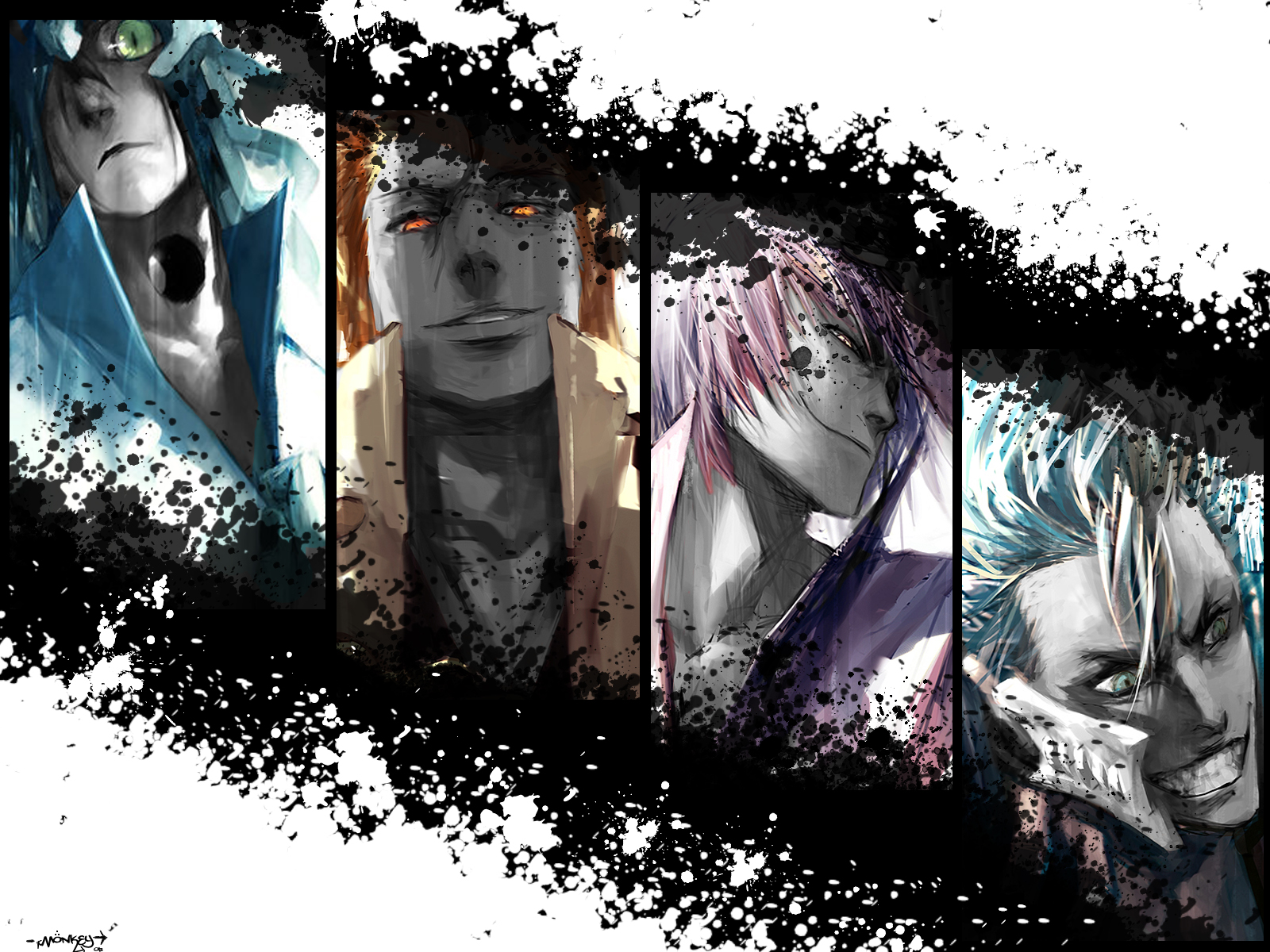 aizen_sousuke, all_male, bleach, grimmjow_jeagerjaques, ichimaru_gin, male, ulquiorra_schiffer