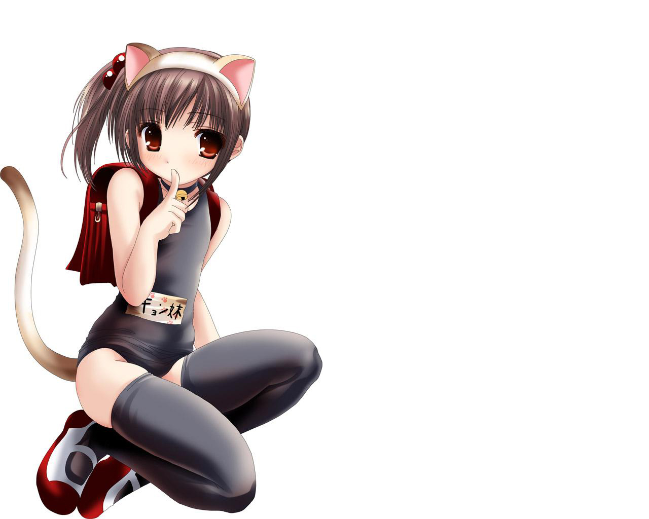 animal_ears, bell, blush, brown_eyes, brown_hair, catgirl, collar, kyon_no_imouto
