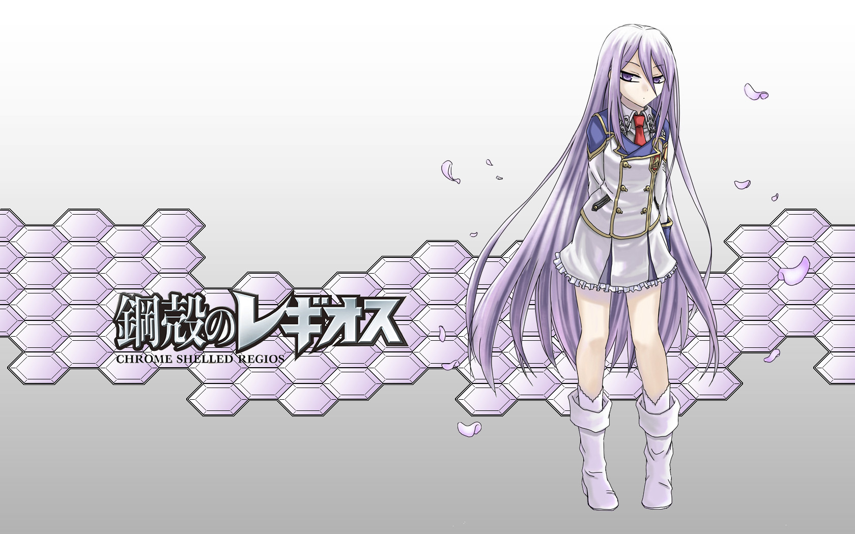 boots, chrome_shelled_regios, felli_loss, jpeg_artifacts, long_hair, skirt, tie