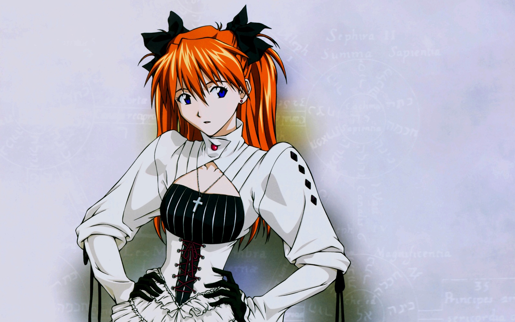 blue_eyes, cross, fukano_youichi, gloves, gothic, gray, lolita_fashion, long_hair, neon_genesis_evangelion, orange_hair, soryu_asuka_langley