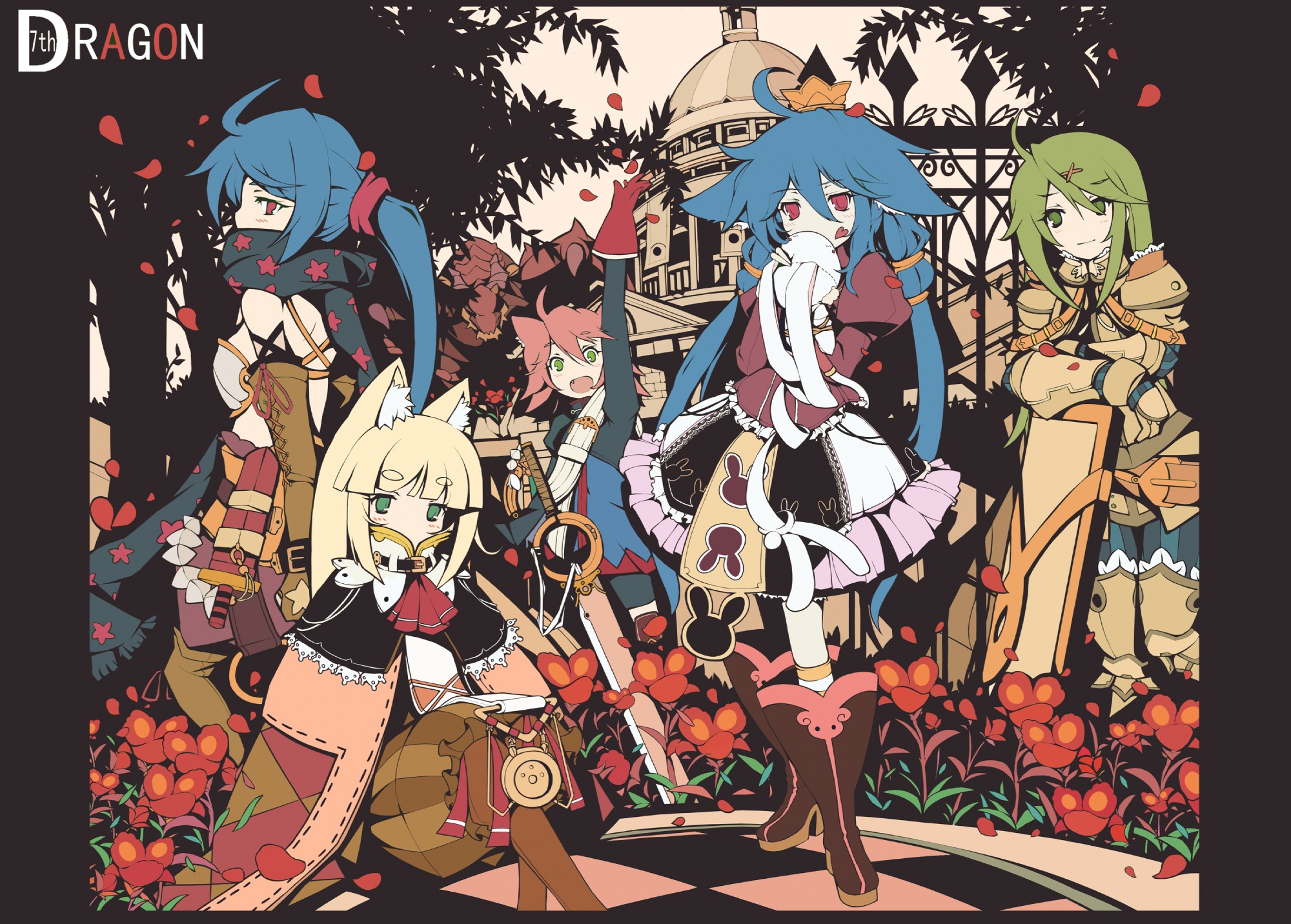 7th_dragon, harukara_(7th_dragon), ikurakun_(7th_dragon), momomeno_(7th_dragon)