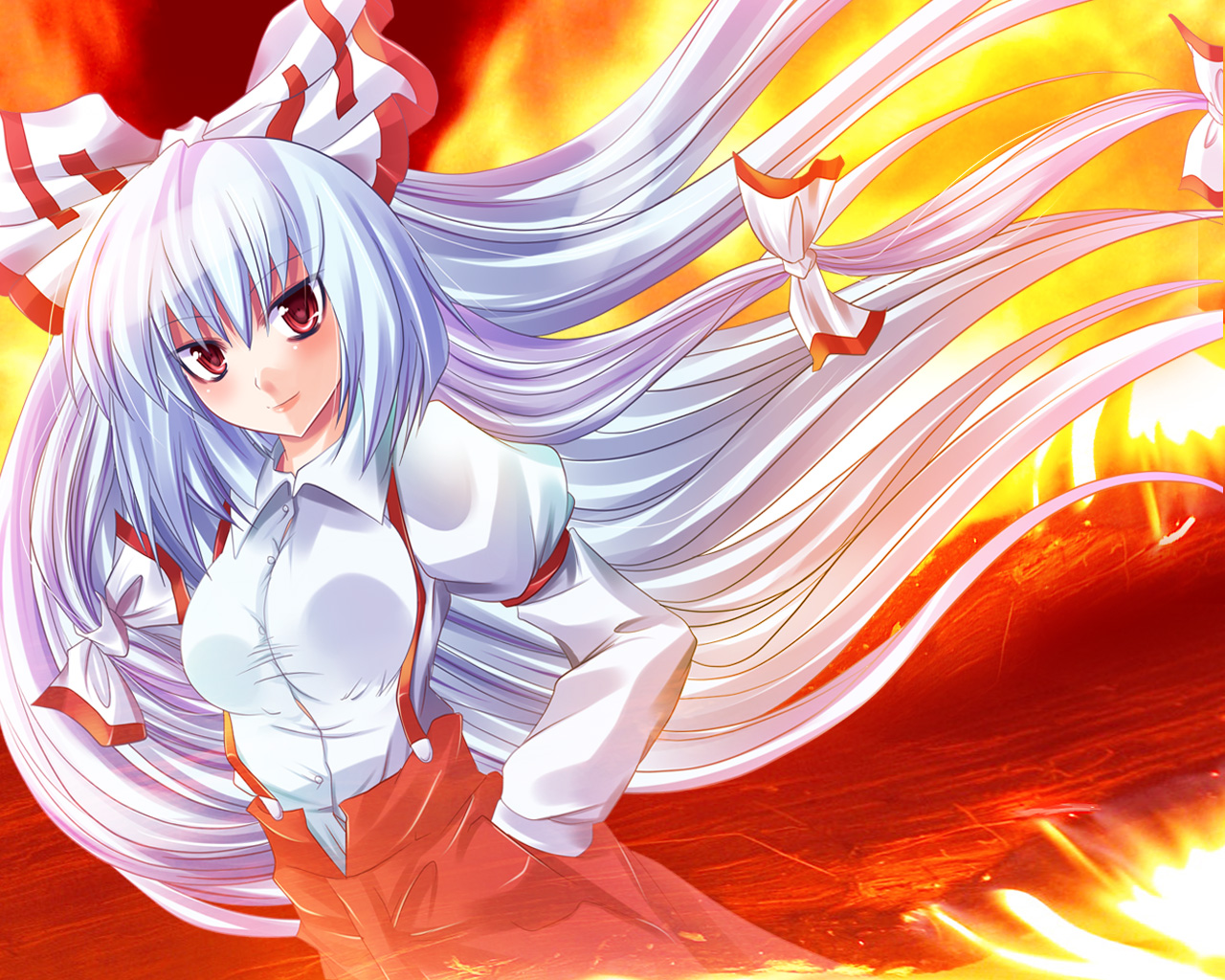 fujiwara_no_mokou, maki_(artist), touhou