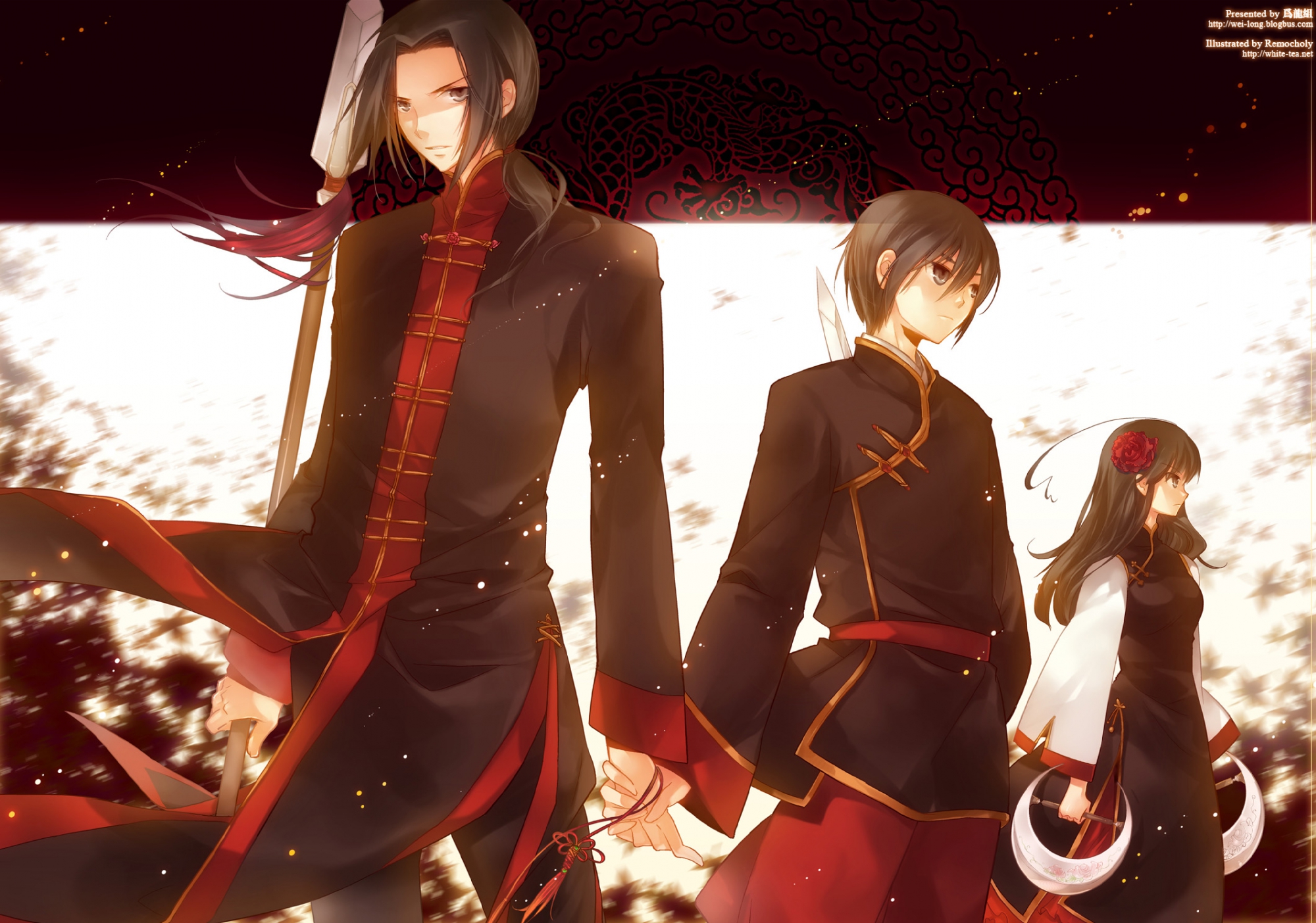 anthropomorphism, axis_powers_hetalia, china_(hetalia), chinese_clothes, chinese_dress, dress, hong_kong_(hetalia), male