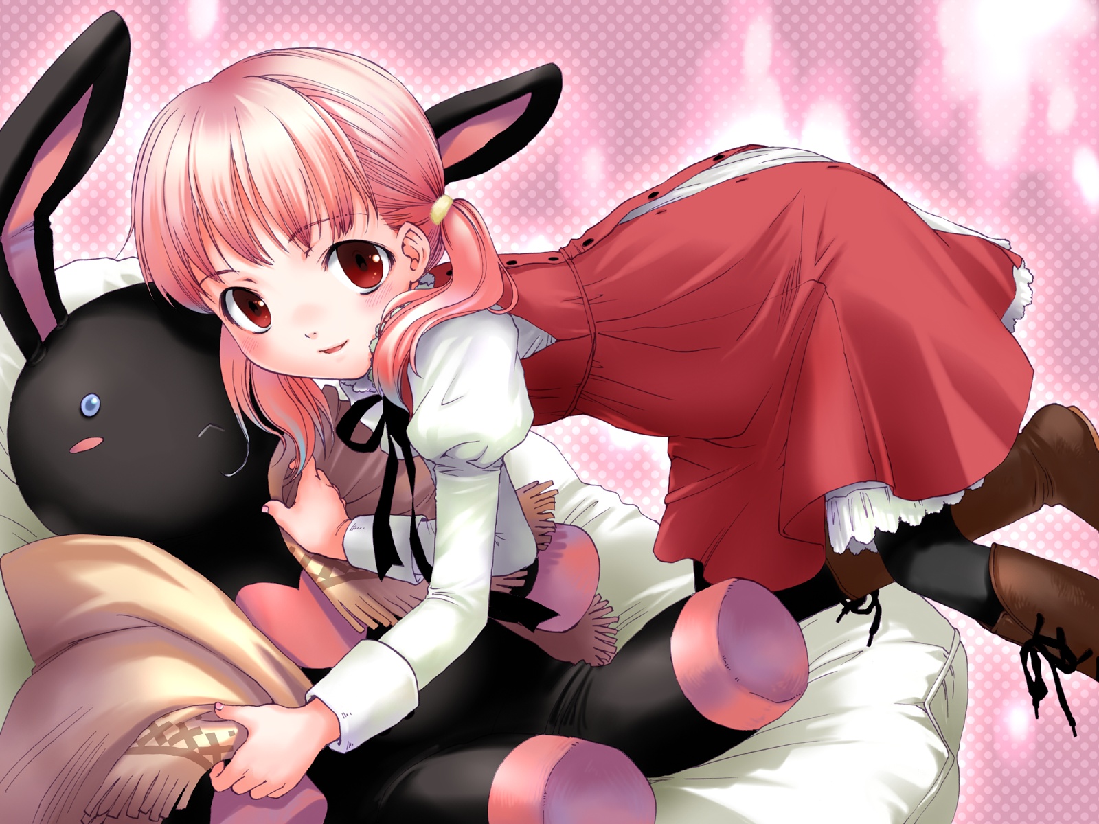 bunny, cuffs_(studio), pink_hair, red_eyes, sakura_musubi, suzumi_atsushi