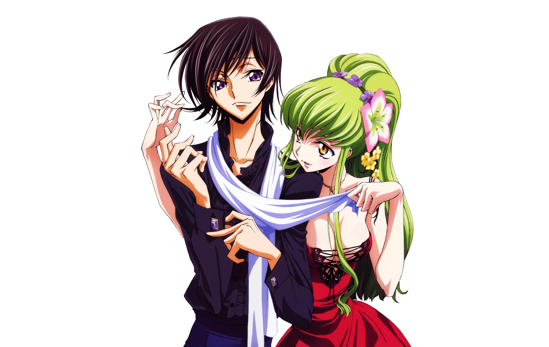 breasts, cc, cleavage, code_geass, green_hair, kimura_takahiro, lelouch_lamperouge, male