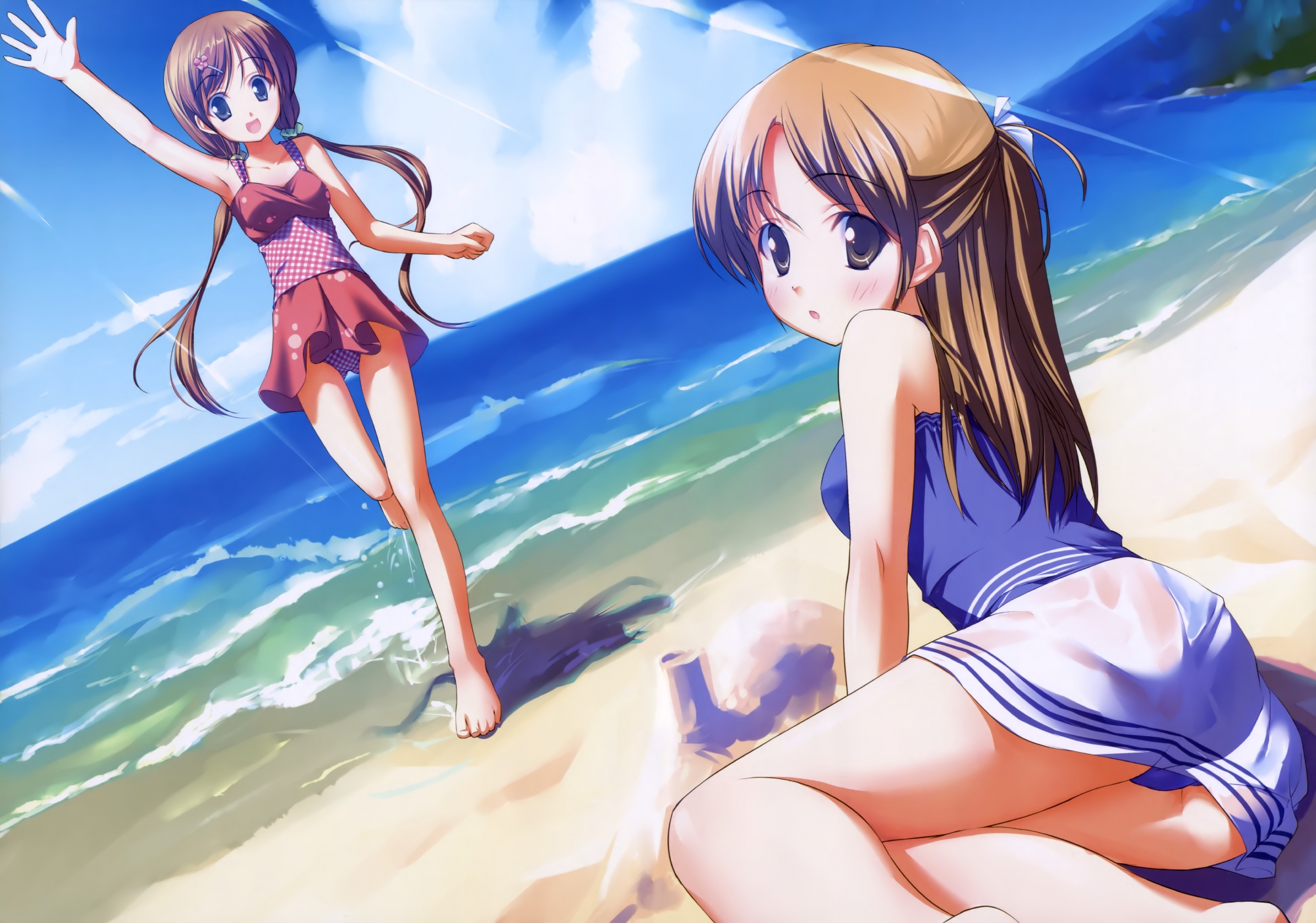 beach, kogemashita, scan, see_through, summer, swimsuit, takoyaki_(roast)