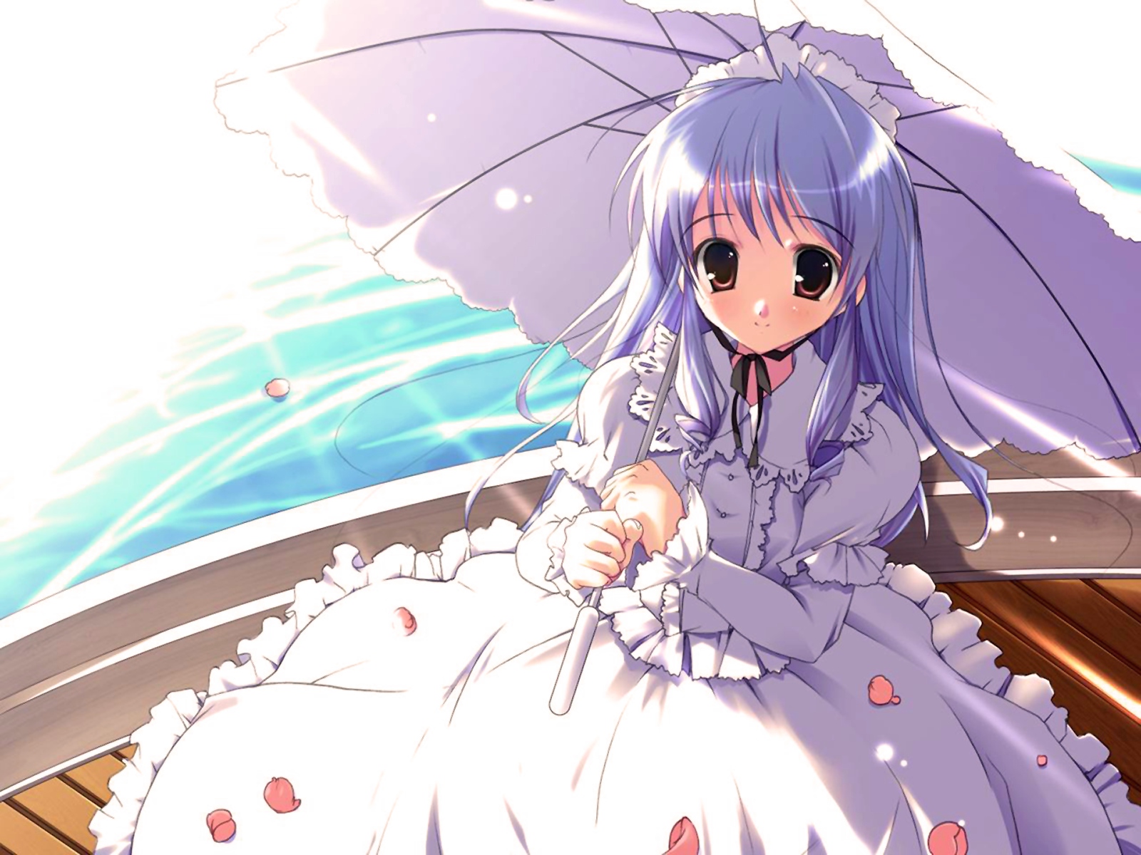 goth-loli, lolita_fashion, minakami_aria, pink_chuchu, sister_princess, umbrella, water