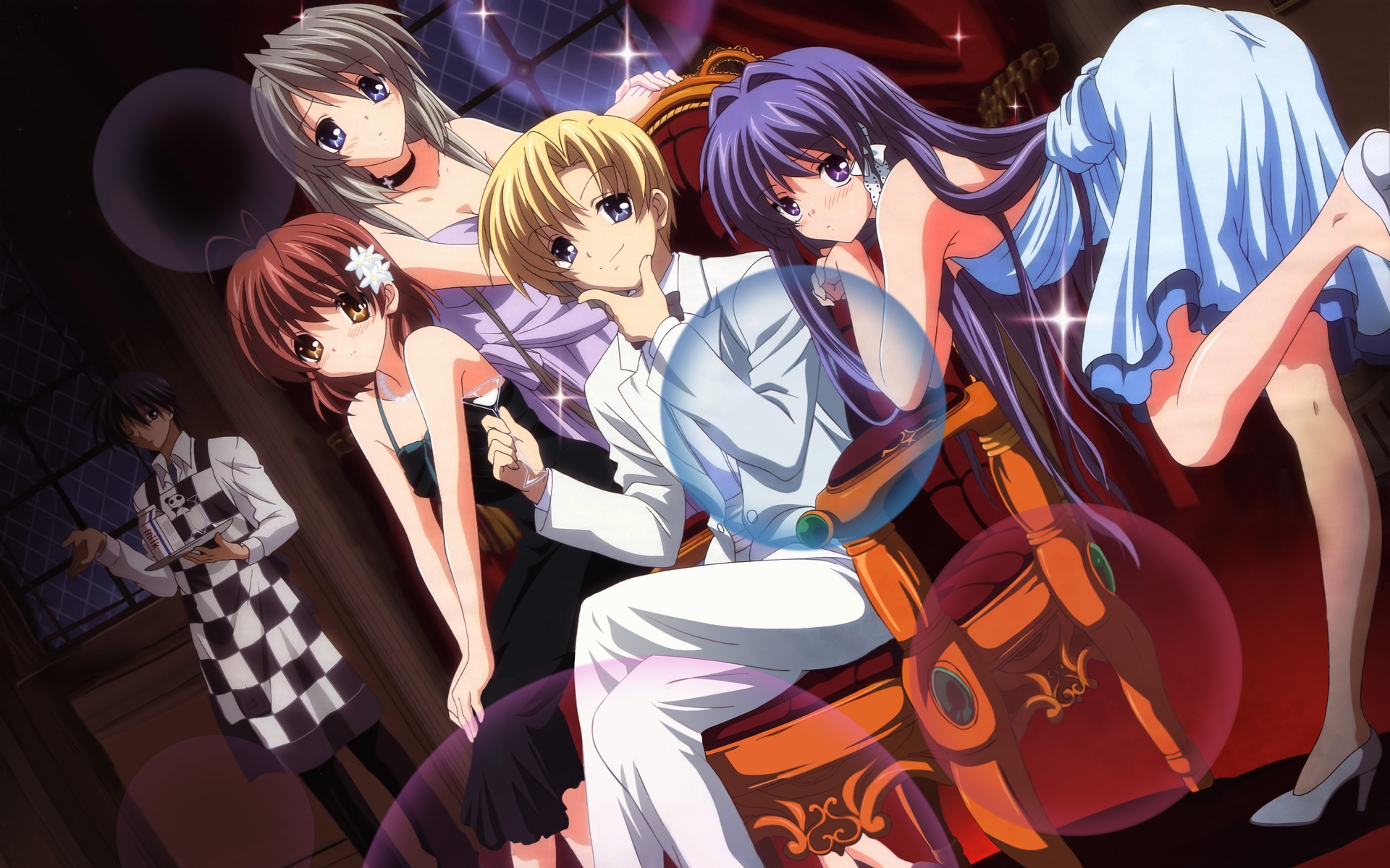 clannad, dress, fujibayashi_kyou, furukawa_nagisa, okazaki_tomoya, sakagami_tomoyo, sunohara_youhei