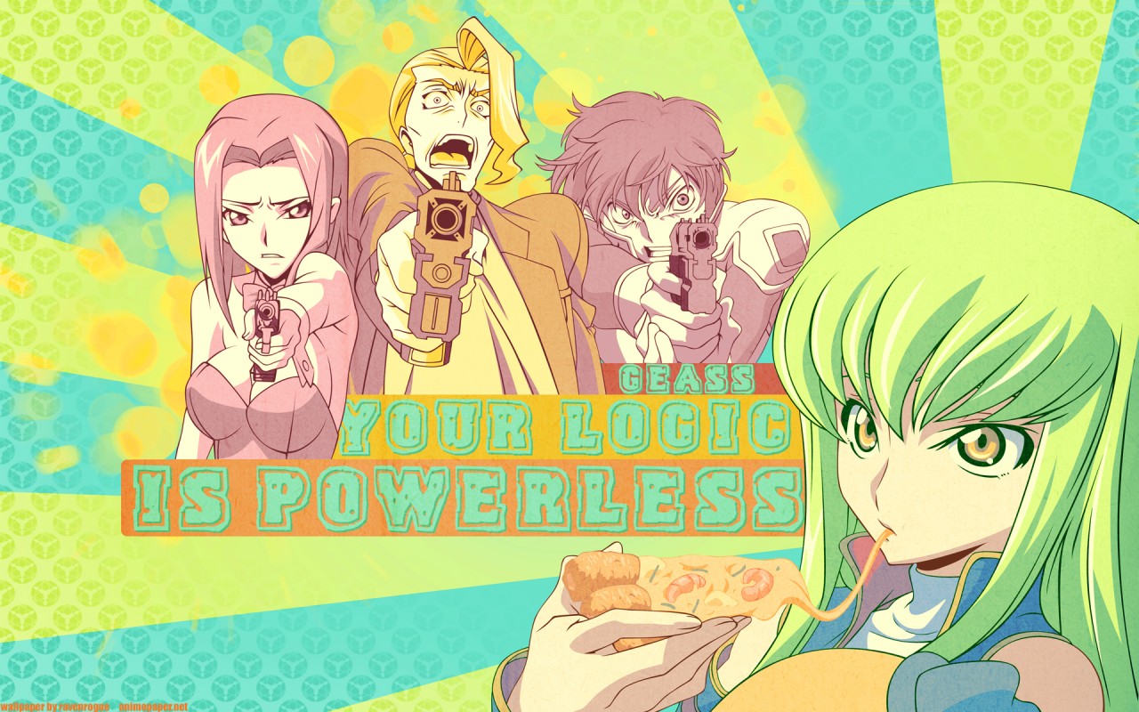 cc, code_geass, diethard_ried, food, gun, kallen_stadtfeld, kururugi_suzaku, pizza, weapon