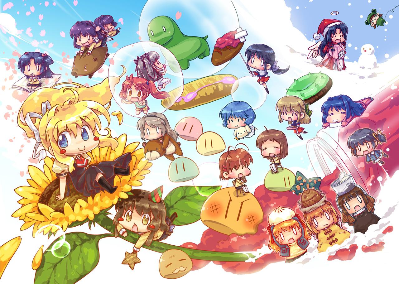 air, botan, chibi, clannad, dango_(clannad), fujibayashi_kyou, fujibayashi_ryou, furukawa_nagisa