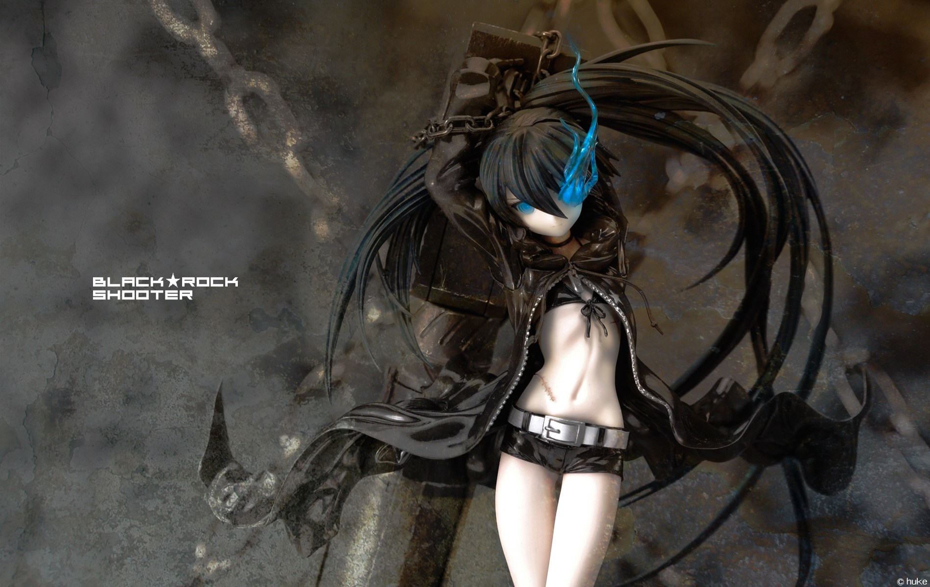 black_rock_shooter, figure, kuroi_mato, scar, watermark