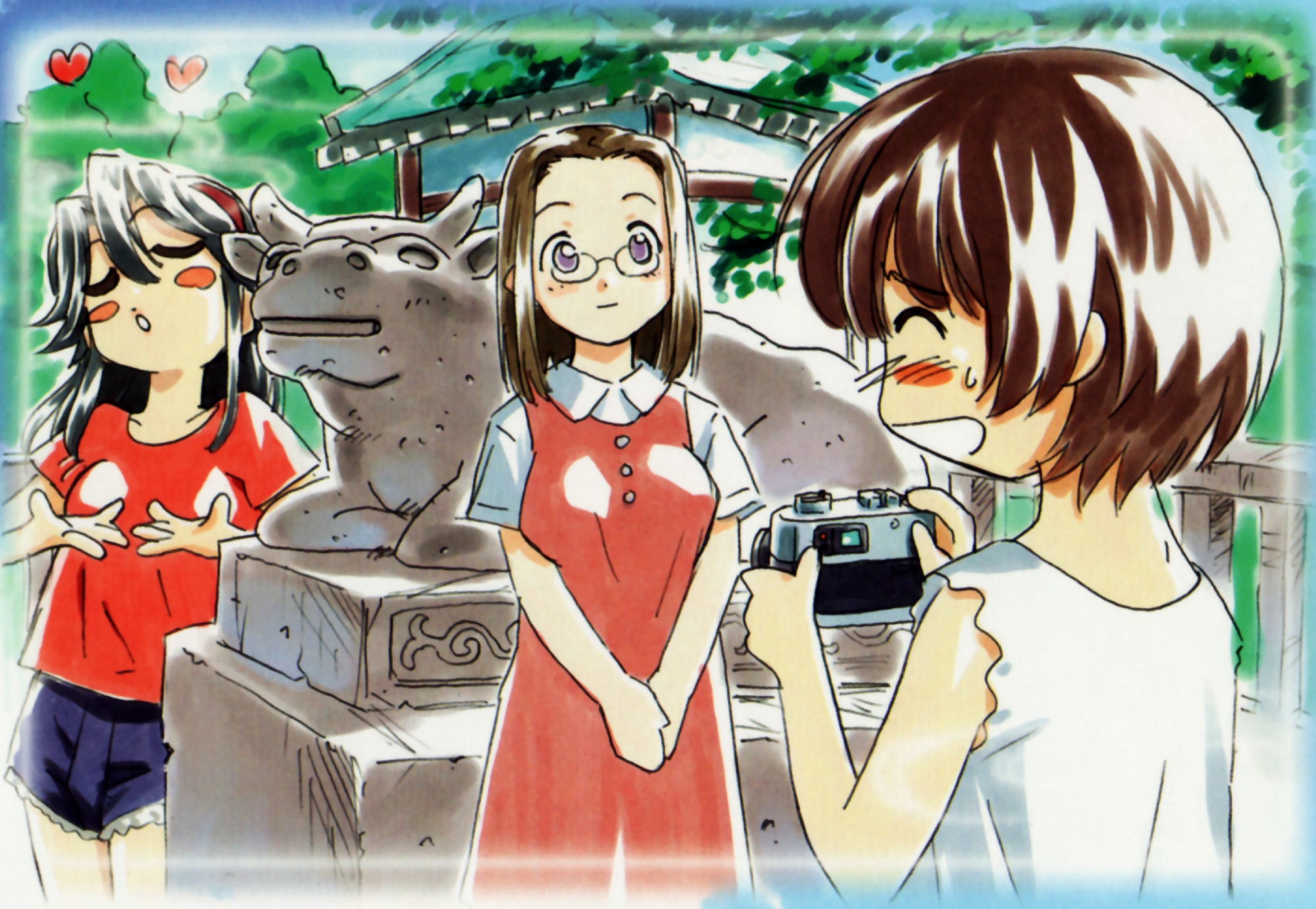camera, dress, glasses, heart, kamichu, shorts, tagme