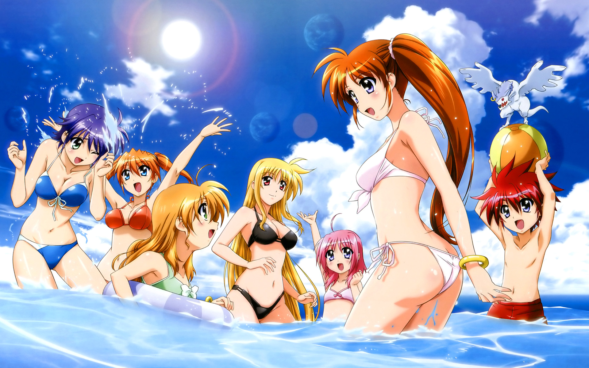 bikini, caro_ru_lushe, erio_mondial, fate_testarossa, mahou_shoujo_lyrical_nanoha, mahou_shoujo_lyrical_nanoha_strikers, male, subaru_nakajima