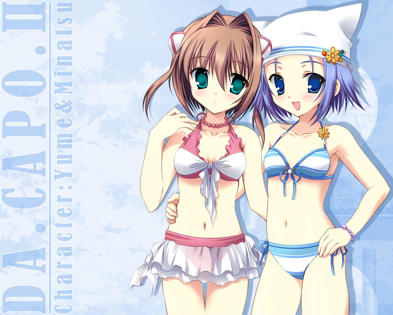 2girls, amakase_minatsu, asakura_yume, bikini, da_capo_ii, swimsuit