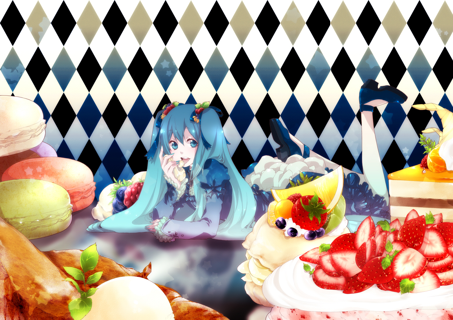 cake, food, hatsune_miku, mirunai, vocaloid