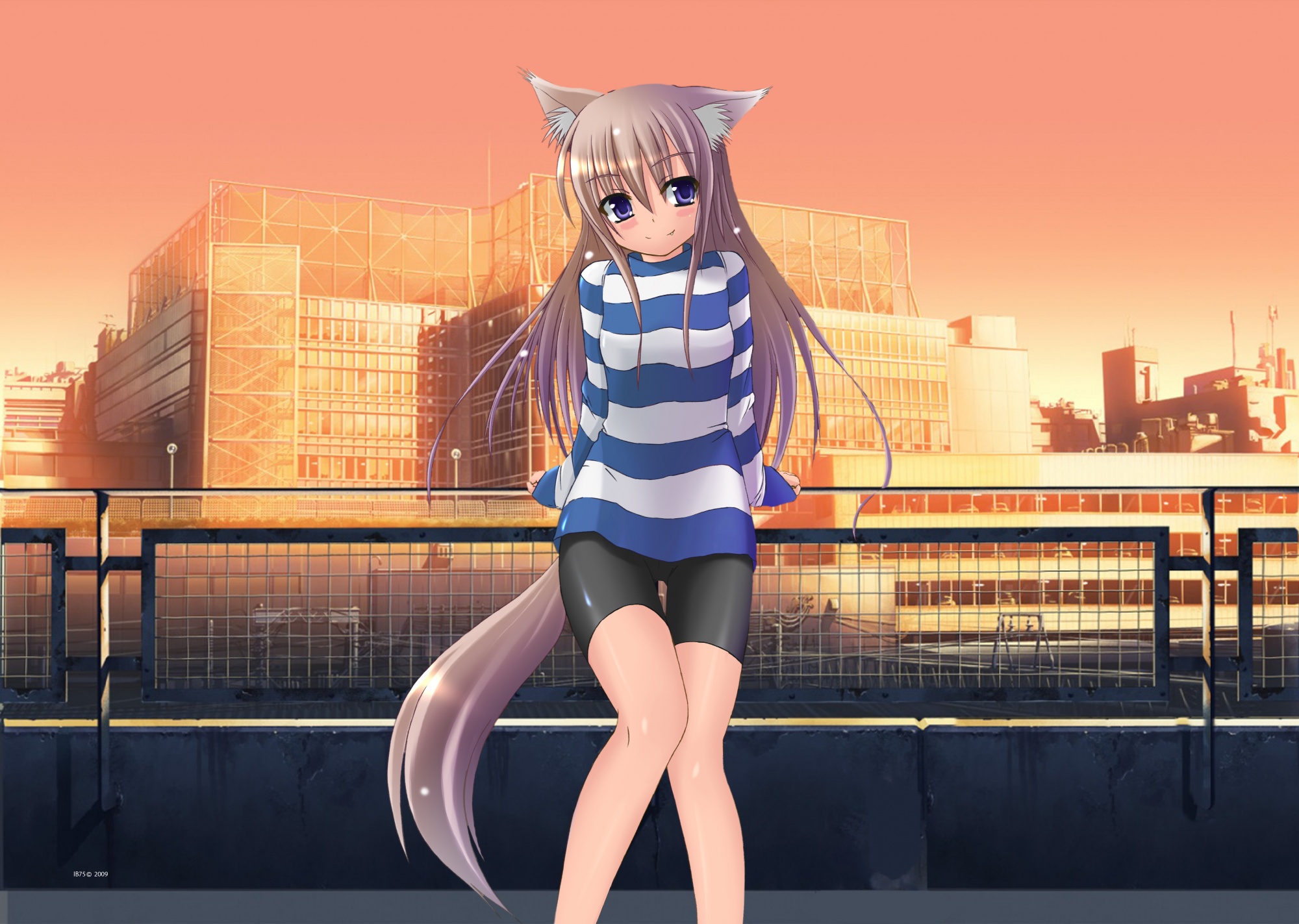 animal_ears, bike_shorts, blush, mizunoe_kotaru, shorts, tail, third-party_edit