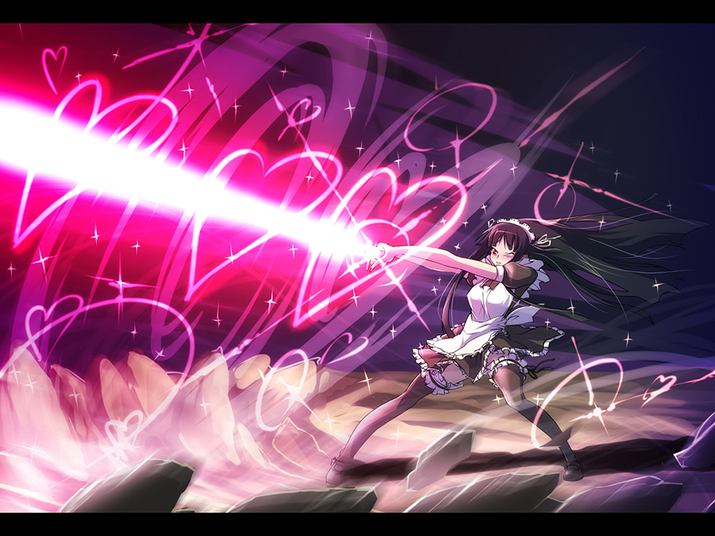 akiyama_mio, apron, black_hair, blush, jpeg_artifacts, k-on!, long_hair, maid