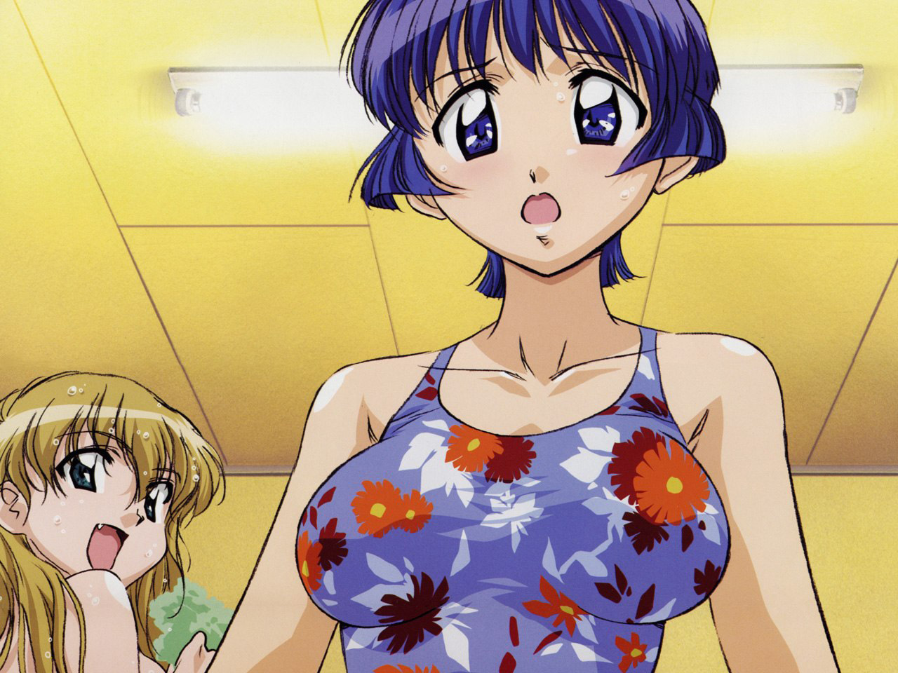 ai_yori_aoshi, blonde_hair, blue_eyes, blue_hair, green_eyes, sakuraba_aoi, tina_foster