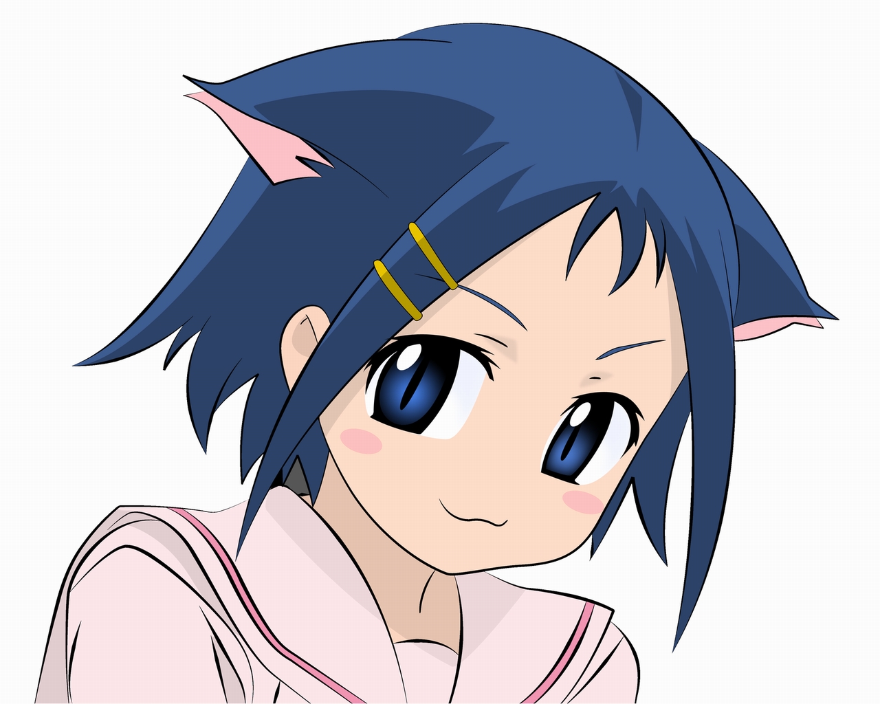 animal_ears, catgirl, cat_smile, close, ikeda_kana, saki, vector, white