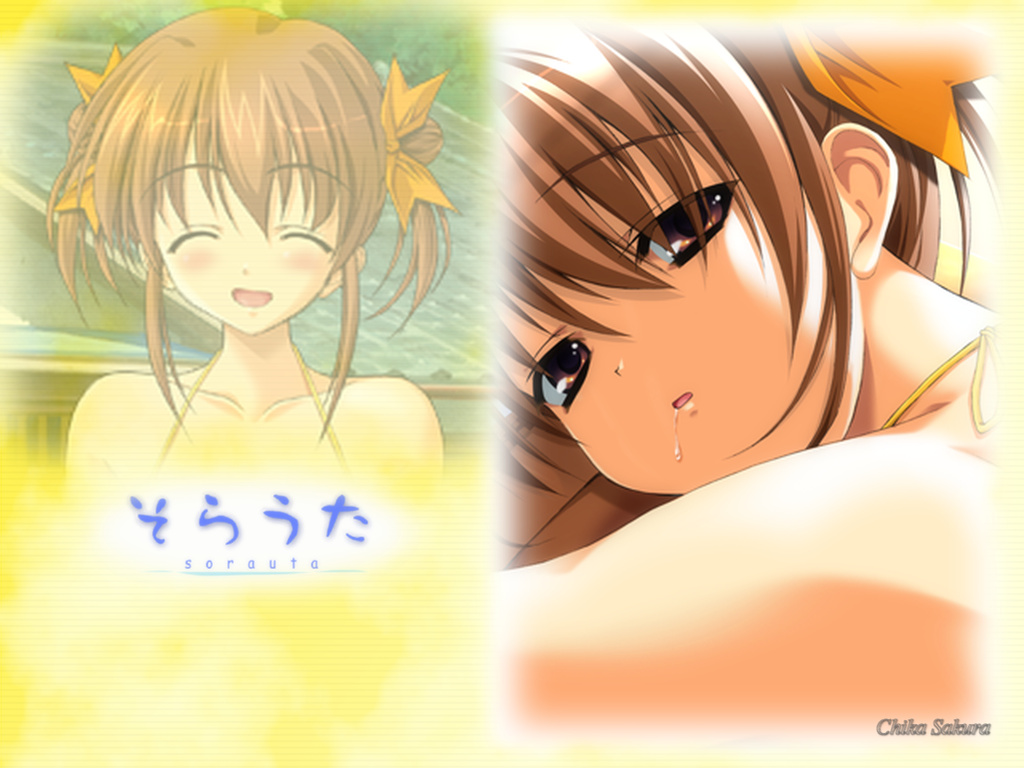 brown_eyes, brown_hair, fumio, ribbons, sakura_chika, sorauta