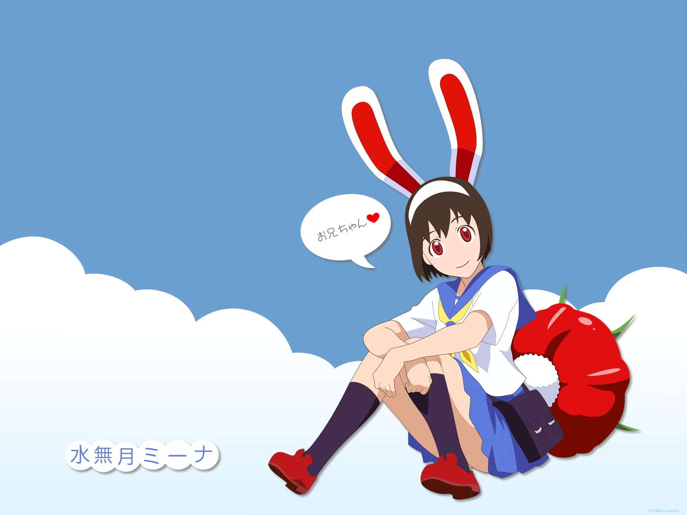 animal_ears, bunny_ears, bunnygirl, getsumen_to_heiki_mina, hazemi_nakoru, red_eyes, school_uniform
