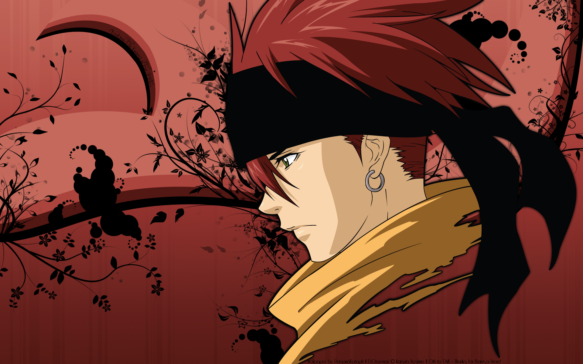 d.gray-man, green_eyes, headband, lavi, red_hair, scarf