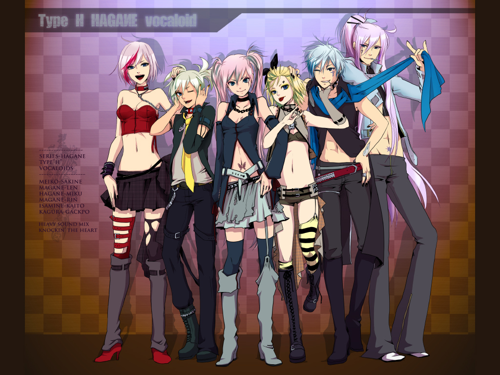 hagane_miku, isamine_kaito, kagura_gakupo, magane_len, magane_rin, momopanda, sakerune_meiko, vocaloid