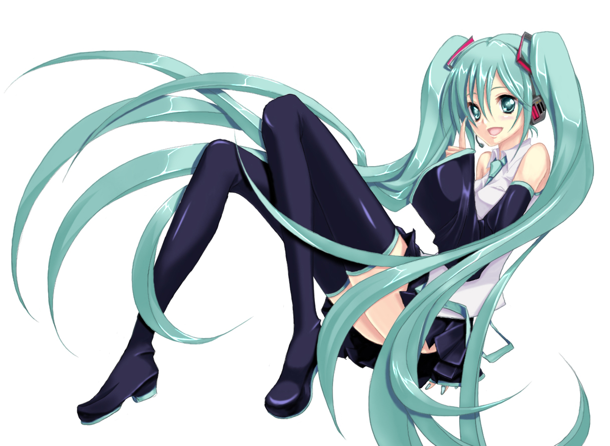 aqua_eyes, aqua_hair, hatsune_miku, long_hair, popi_(pixiv), thighhighs, twintails, vocaloid, white