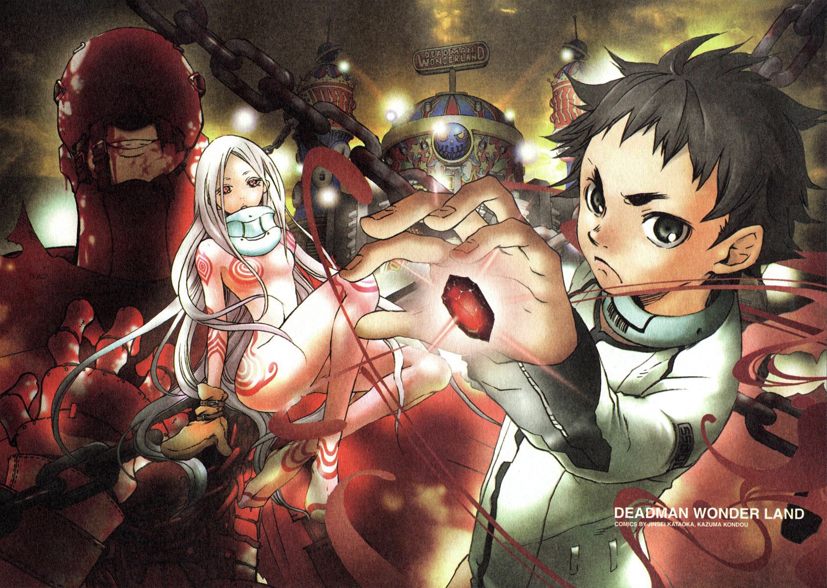 deadman_wonderland, igarashi_ganta, red_man, shiro_(deadman_wonderland)