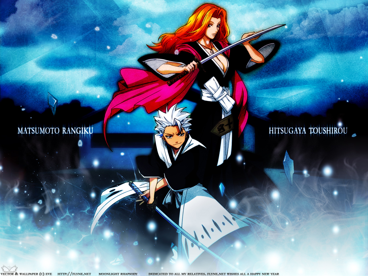 bleach, blue, breasts, cleavage, hitsugaya_toushirou, japanese_clothes, katana, long_hair