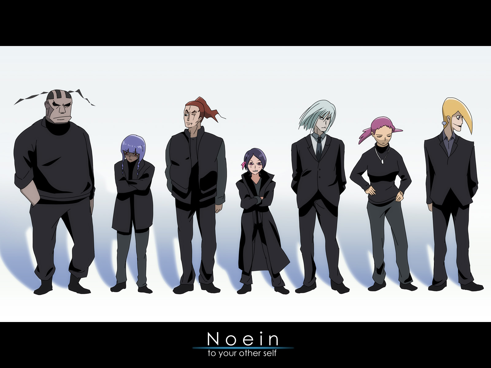 braids, fukuro, ghost_in_the_shell:_stand_alone_complex, kaminogi_haruka, karasu, kosagi, male, necklace, noein, parody, ponytail, scar, suit, tie, tobi_(noein)