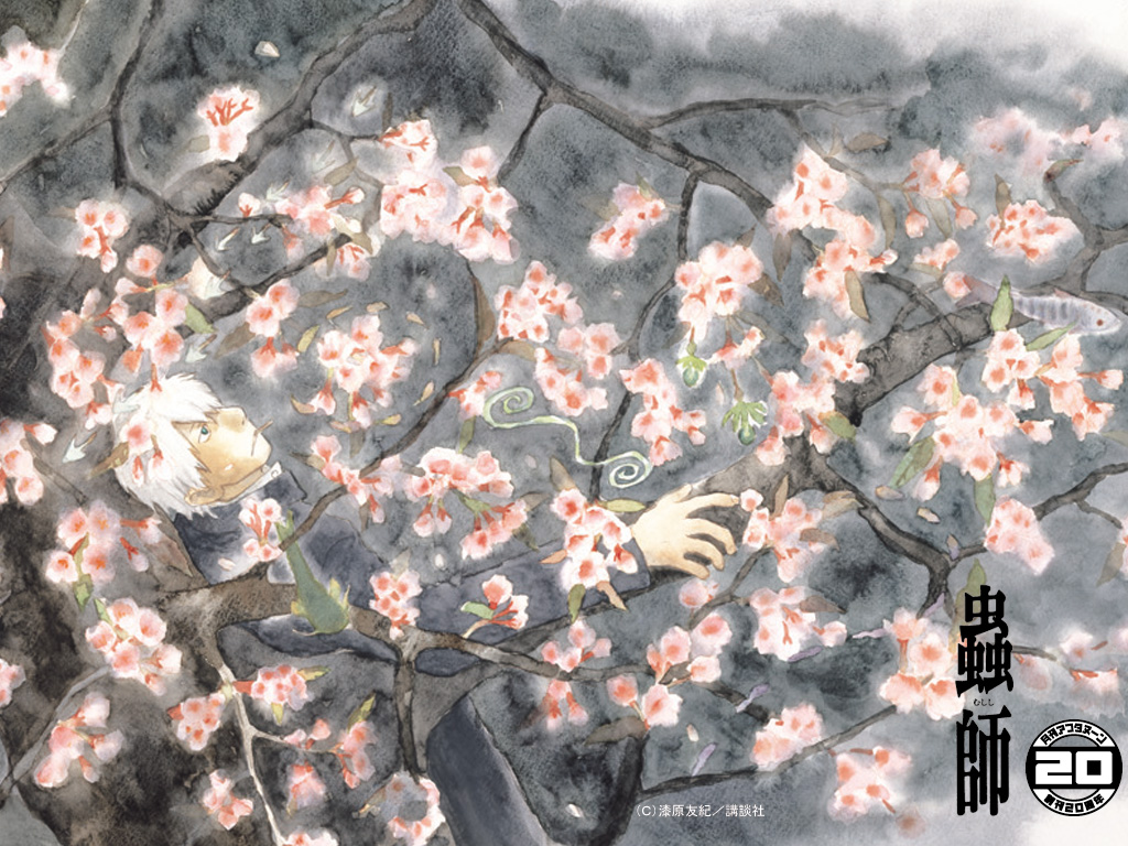 afternoon, all_male, flowers, ginko_(mushishi), male, mushishi, urushibara_yuki