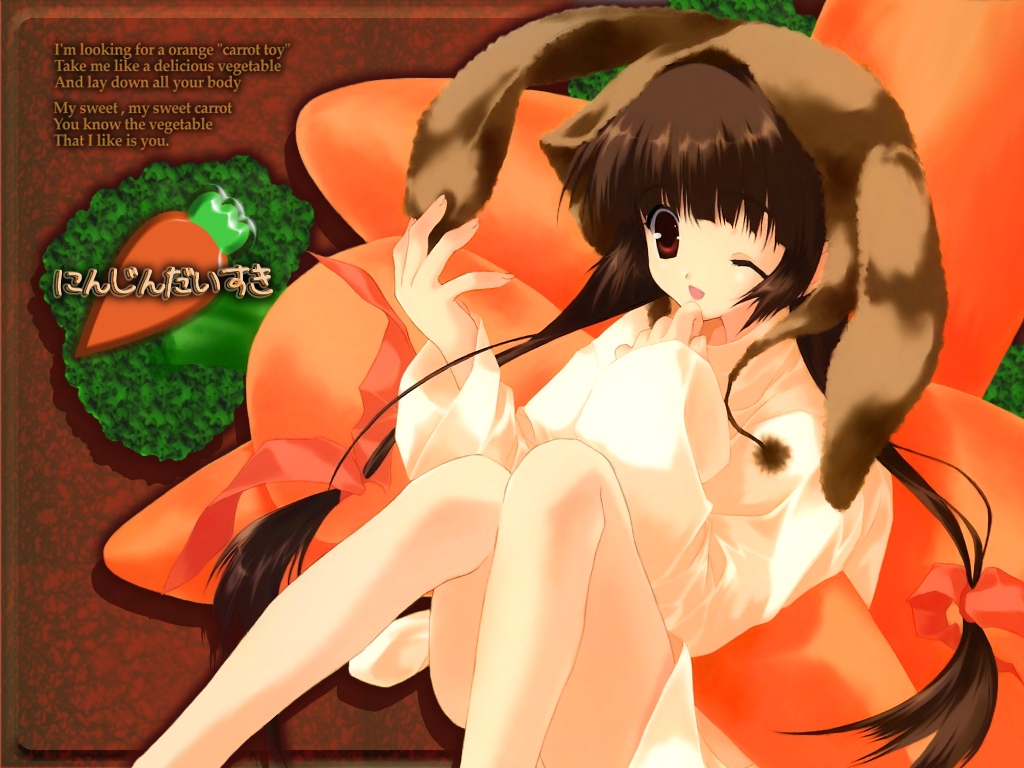 animal_ears, bunny_ears, bunnygirl, food, kisaragi_mizu