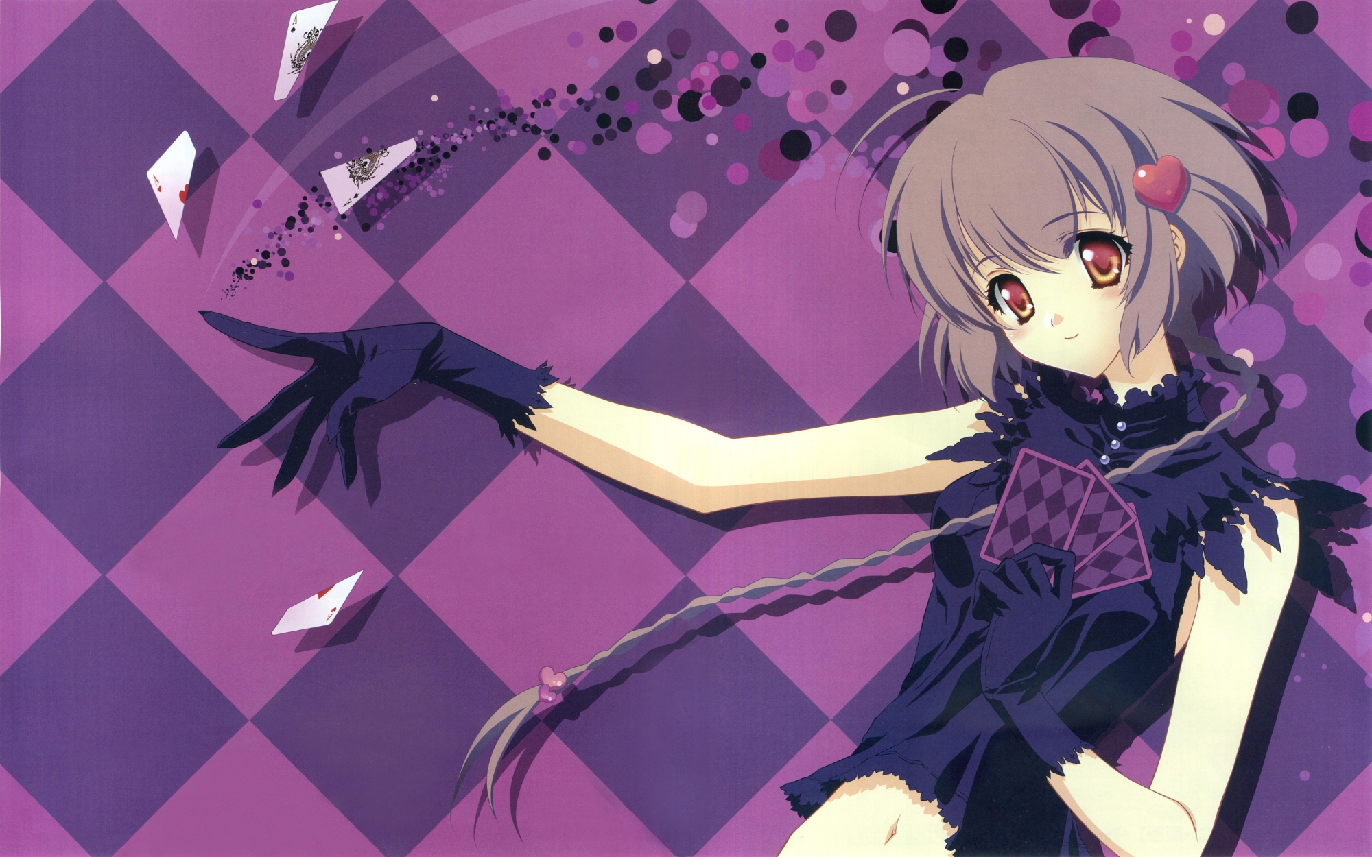 blush, braids, brown_hair, carnelian, fujita_nodoka, gloves, long_hair, para-sol