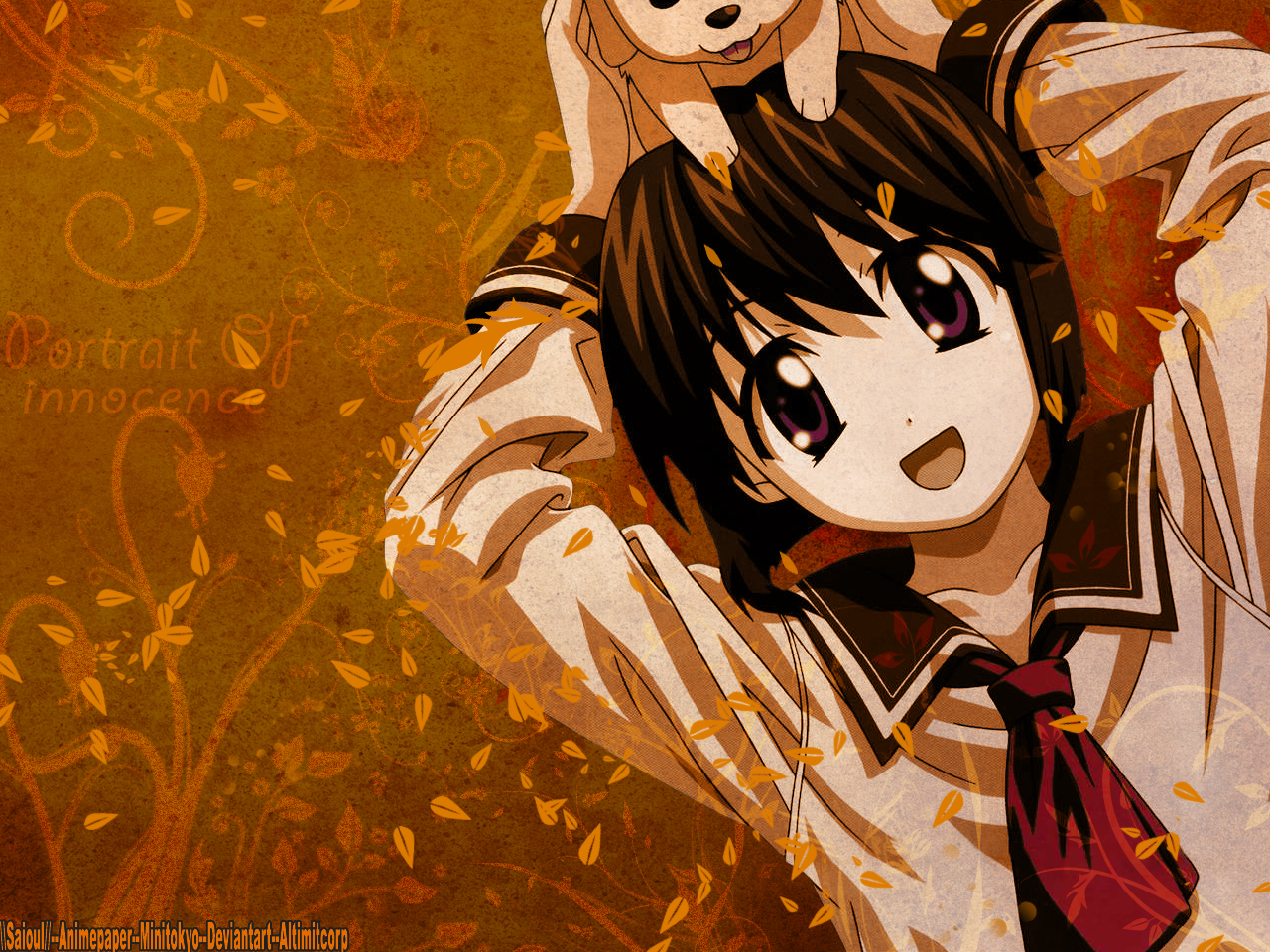 animal, dog, elfen_lied, jpeg_artifacts, mayu_(elfen_lied), school_uniform
