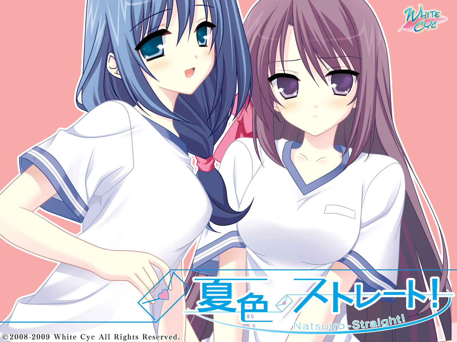 blue_eyes, blue_hair, blush, gym_uniform, long_hair, natsuiro_straight, sumeragi_itsuki