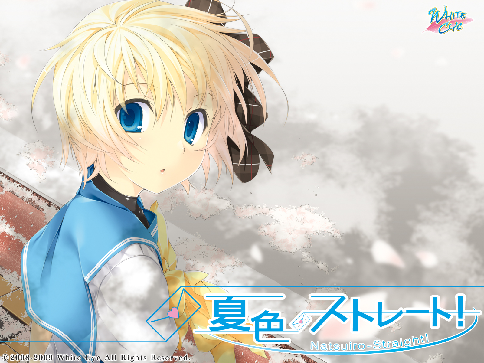 arima_kaguya, blonde_hair, blue_eyes, natsuiro_straight, school_uniform, short_hair