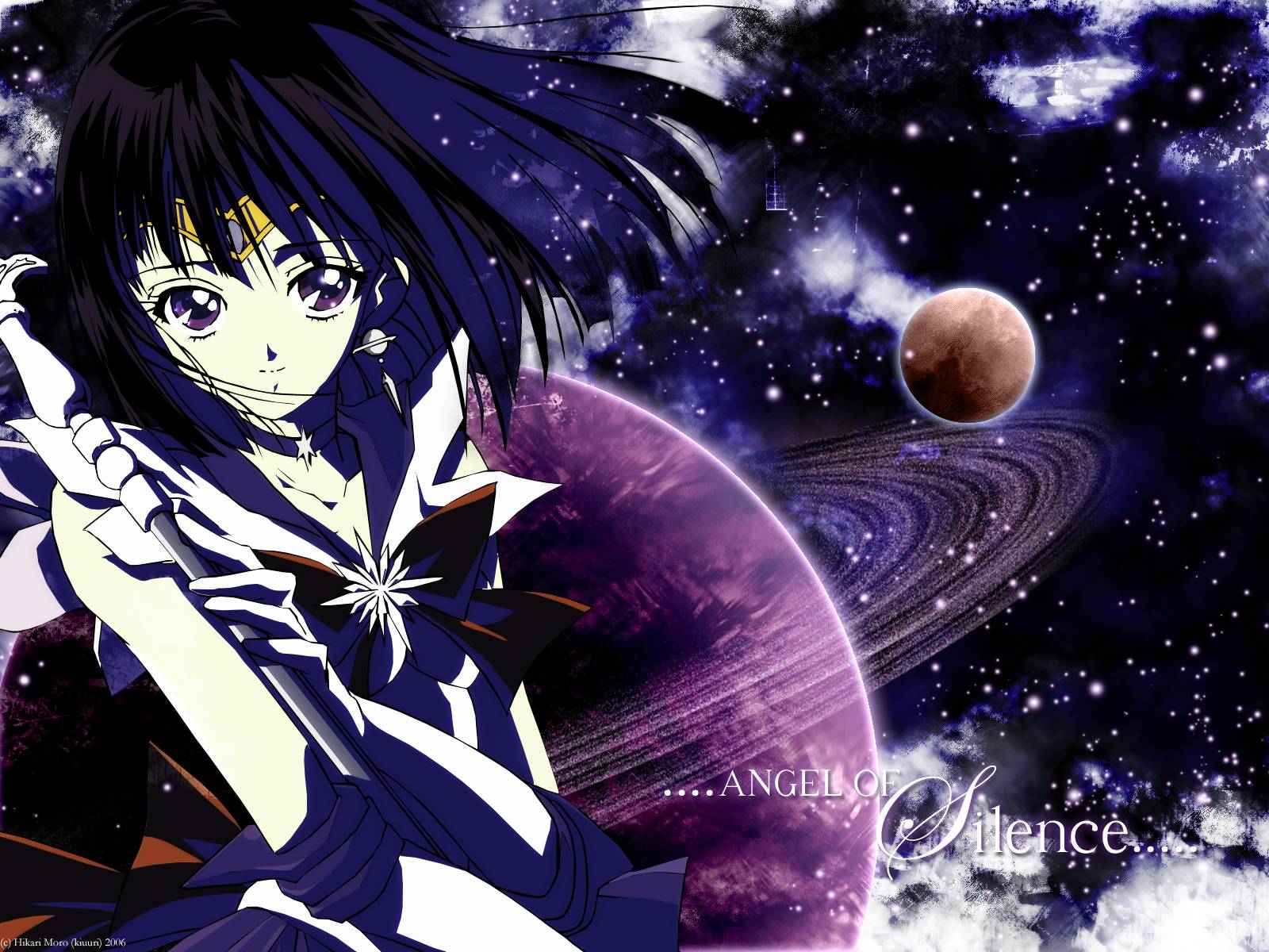 dark, sailor_moon, sailor_saturn, signed, space, tomoe_hotaru