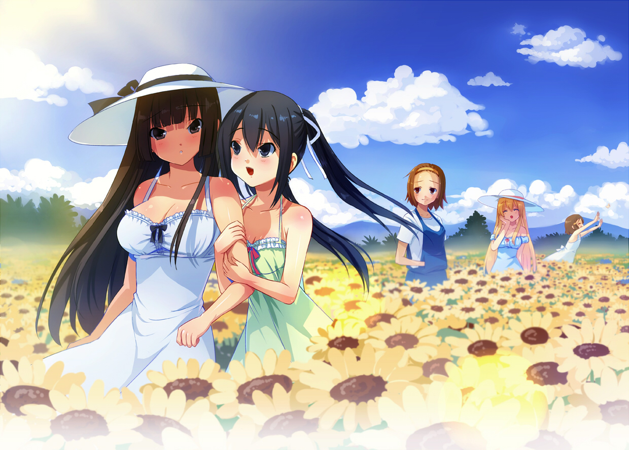 akiyama_mio, breasts, cleavage, hirasawa_yui, k-on!, kotobuki_tsumugi, li_(liras), nakano_azusa