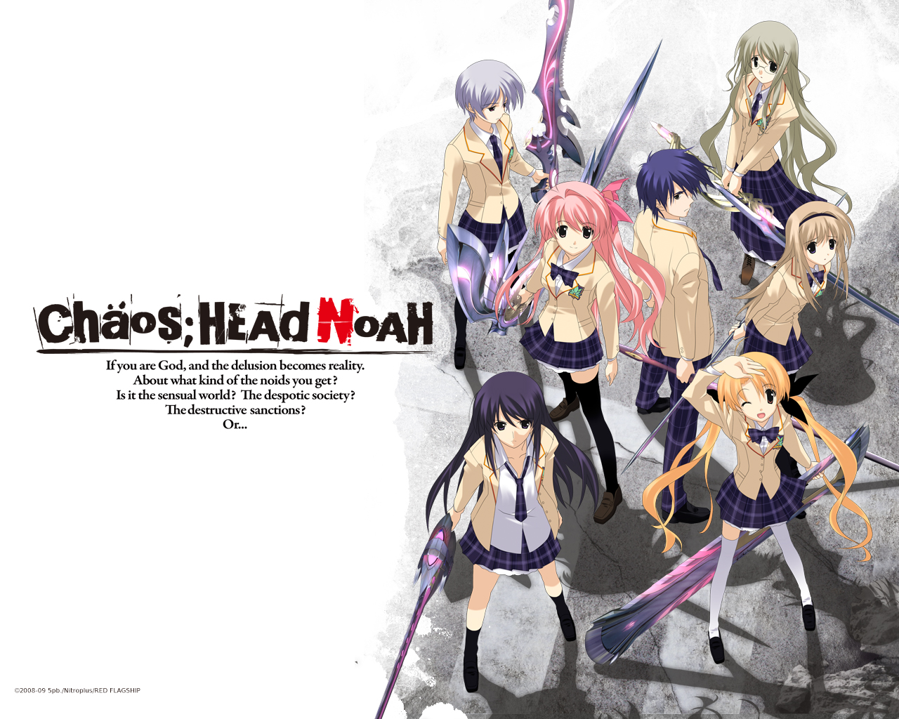 aoi_sena, black_hair, blonde_hair, chaos;head, kishimoto_ayase, kusonoki_yua, long_hair, nishijou_nanami