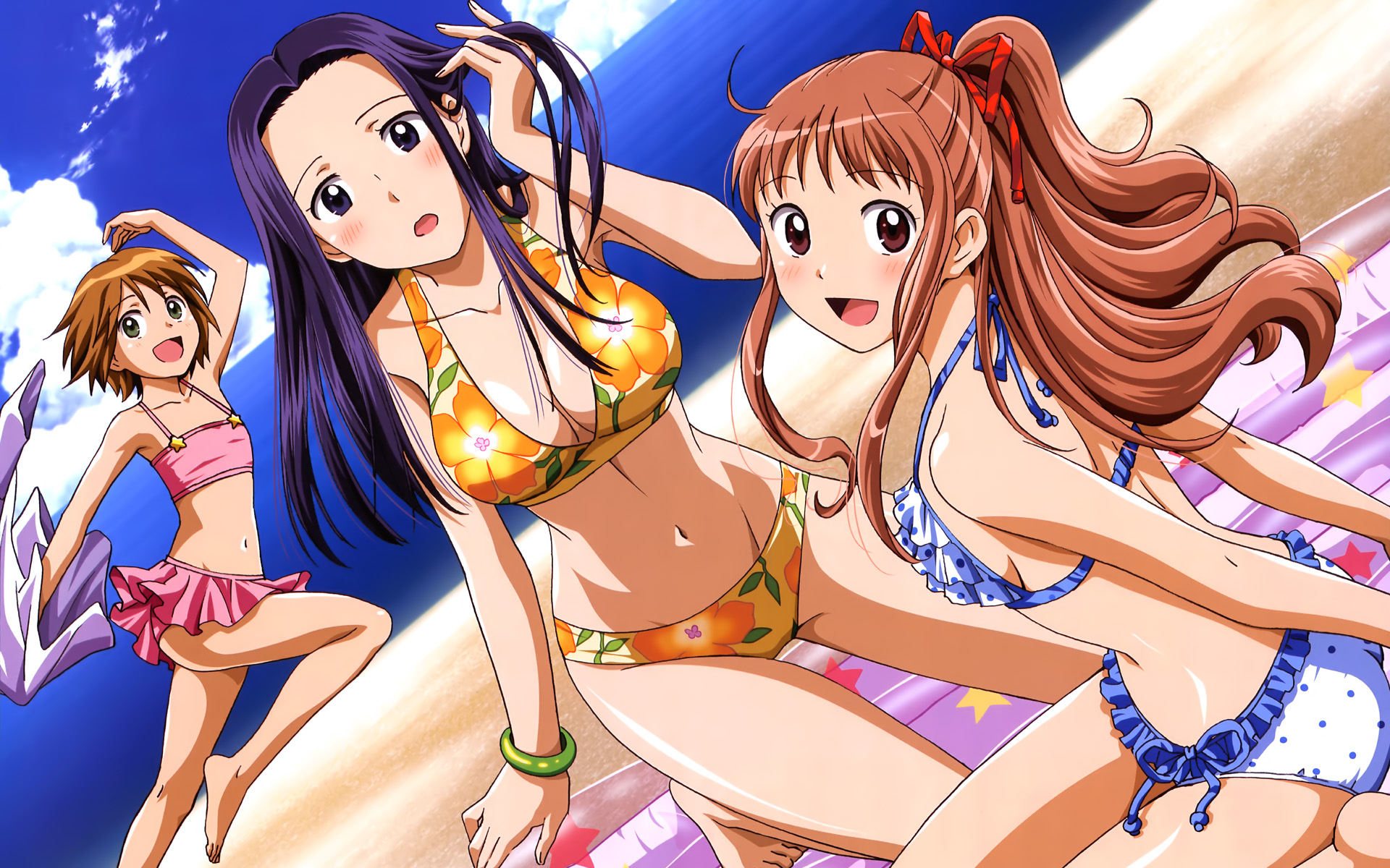 beach, bikini, makita_hime, mihoshi_akeno, sora_no_manimani, swimsuit, yarai_sayo