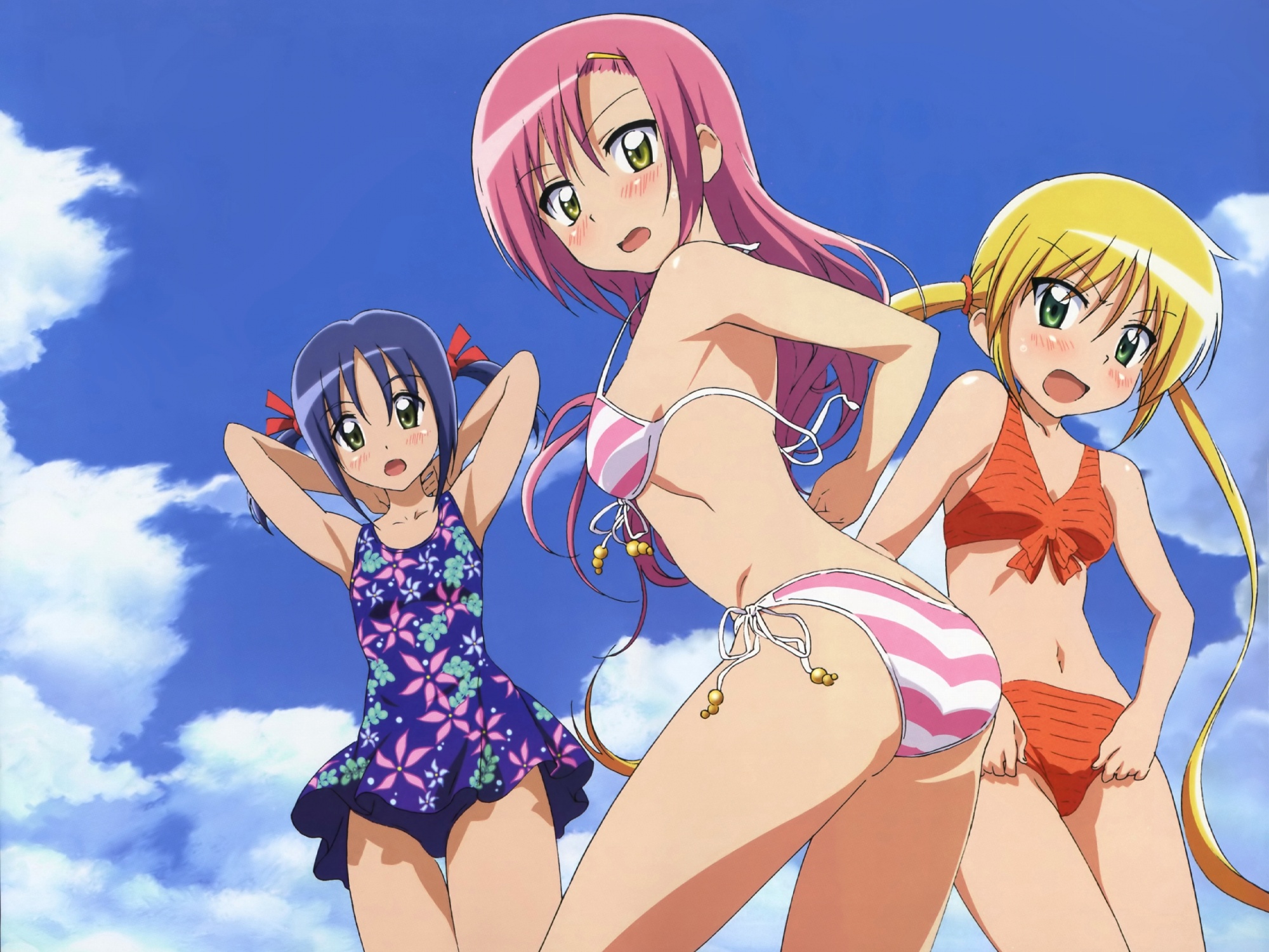 hayate_no_gotoku, katsura_hinagiku, nishizawa_ayumu, sanzenin_nagi, swimsuit
